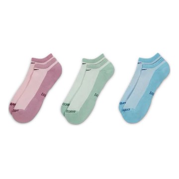 Nike Everyday Lightweight Alphabet Knit Colorblock Sports Socks Unisex 3 Pairs Pink / Green / Blue