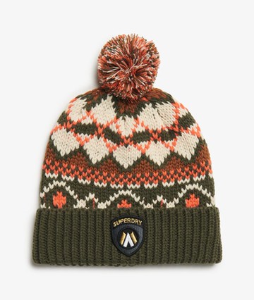 Superdry Women's Apres Ski Knitted Beanie Hat Khaki Size: 1SIZE