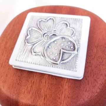 金屬押花 PU皮革 方形隨身鏡