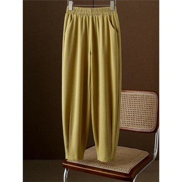 夏季新款冰絲哈倫褲女褲顯瘦九分褲小個子高腰大碼休閑褲蘿卜褲子