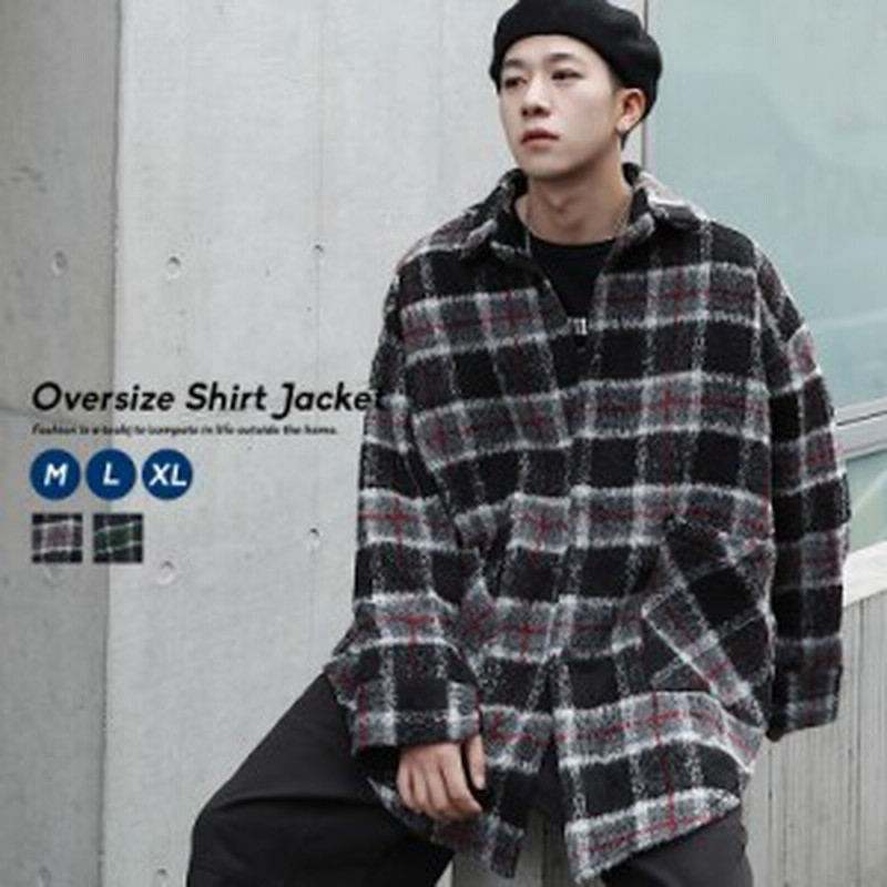 韓国 ファッション メンズ シャツジャケット グレンチェック シャギー ビッグシルエット ビッグアウター オーバーサイズ 長袖 オルチャン 通販 Lineポイント最大5 0 Get Lineショッピング