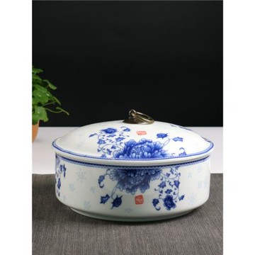 青花瓷大號帶蓋茶洗 家用功夫茶杯水洗特大號洗杯器有蓋茶道零配