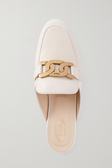 Tod's - Embellished Leather Slippers - Off-white - IT40