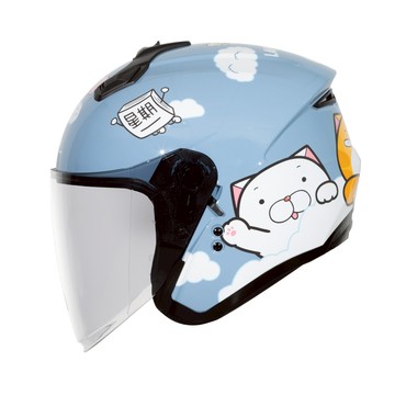 【可愛聯名】SOL SO-XP 白爛貓聯名款 亞麻藍 3/4罩安全帽