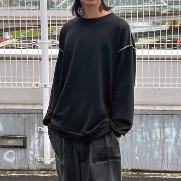 【AMERO】男裝 女裝 長袖反車線大學Ｔ 情侶裝