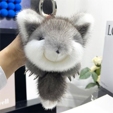 【高檔狐貍】水貂毛小狐貍包包掛件可愛毛絨汽車鑰匙扣后視鏡掛飾