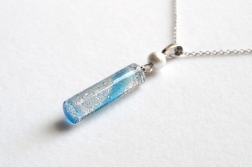 樹脂藝術 圓柱形項鍊墜飾・海濱