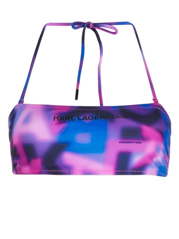 Karl Lagerfeld - logo-print bandeau top - women - Polyamide - M - Blue