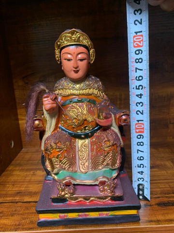 木雕金線漆雕夫人像！高21厘米！傳承使用痕跡明顯！