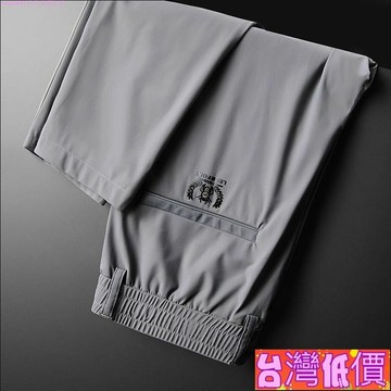悅裳💎台灣免運💎冰絲 微彈 休閒褲 中青年 夏季 薄款 透氣 百搭 直筒 長褲 潮牌 百搭 冰絲 寬鬆 新款 顯瘦 素色