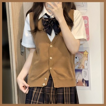【台灣出貨】jk制服毛衣 基礎款背心馬甲女 日系學院風純色坎肩上衣 百搭寬鬆針織衫外套