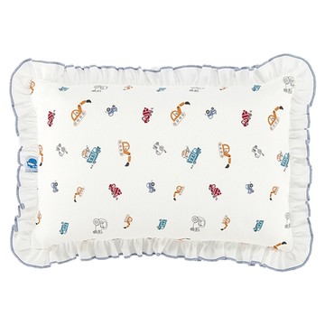 KU.KU Duckbill 酷咕鴨 童心荷葉邊中童枕 100%純棉表布  40 x 30 cm  車隊藍  1個