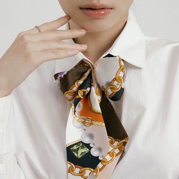 Ven&Qu - 寶石-棕色/橙色 長絲巾