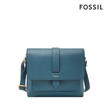 FOSSIL Kinley 真皮翻蓋方包-藍色 送禮  ZB7878106