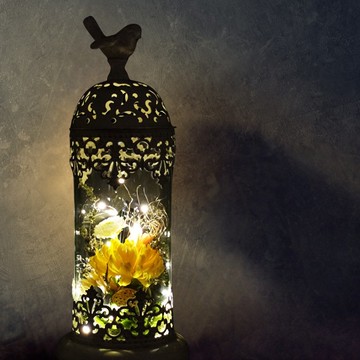 永生花燭臺擺設 - 復興時代 (鵝黃)(大)