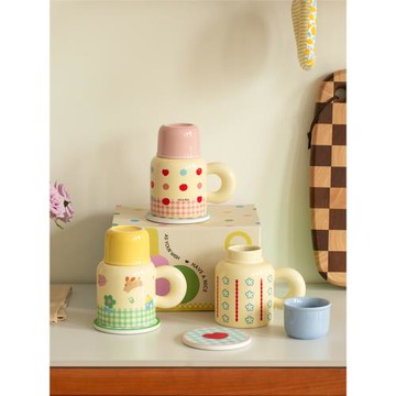 肆月馬克杯帶蓋陶瓷家用喝水杯子宿舍用辦公室水杯大容量生日禮物