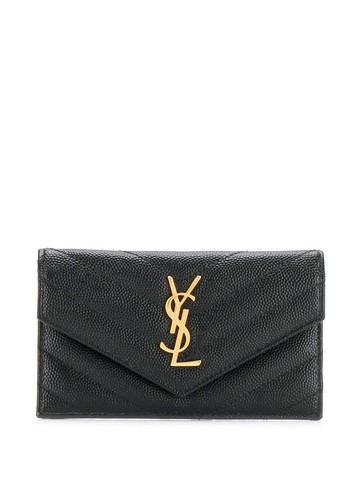 Saint Laurent - Monogram compact wallet - women - Calf Leather - One Size - Black