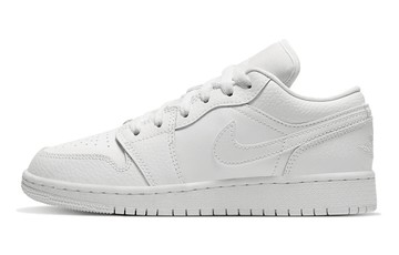 JORDAN 1 LOW TRIPLE WHITE TUMBLED LEATHER GS