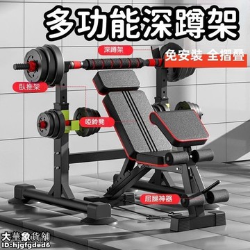 （爆款熱賣）（國際精品）【強力支撐 深蹲架】啞鈴凳 室內臥推架 家用深蹲架 深蹲訓練器 多功能深蹲架 臥推凳家用健身器材  露天市集  全臺最大