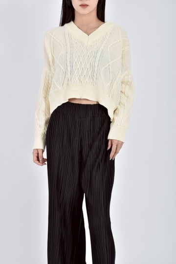 (F) fashion針織杏色長袖上衣