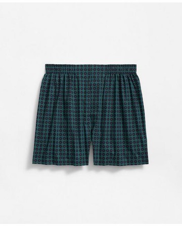 Brooks Brothers Men's Cotton Broadcloth Foulard Boxers | Teal/Navy | Size Large