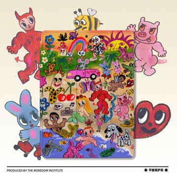 潮流美式復古插畫涂鴉蠟筆小眾落日海岸適用于蘋果2022款iPadPro12.9/11三折保護殼air5/mini6防摔ipad10