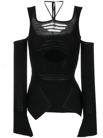 ANDREĀDAMO - cut out-detail knitted top - women - Viscose/Polyester/Polyamide/Elastane - L - Black