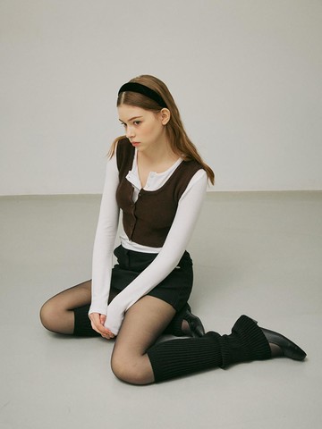 Yak Wool Reversible Knit Vest [Deep Brown]