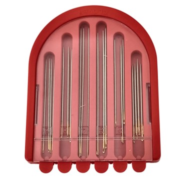 Clover 可樂牌 6種手縫針組合針盒 CL13-212 紅色 12支  1組  63 x 95 x 7mm