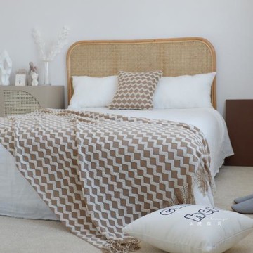 床尾巾卡其色灰色沙發搭毯北歐搭巾蓋毯民宿床尾毯姜黃色沙發巾