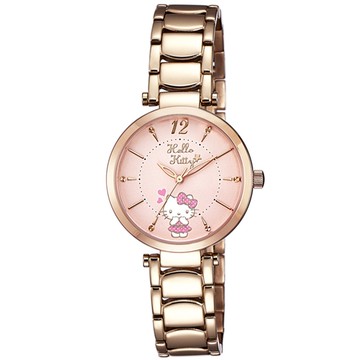 【HELLO KITTY】凱蒂貓 水玉點點甜美手錶(粉紅/玫瑰金 LK709LRPI)
