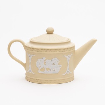 英國製wedgwood稀有米黃碧玉浮雕陶瓷跳舞女神收藏壼 咖啡壼 瓷壼