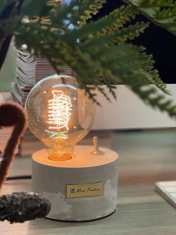 曙MUSE原創開關圓水泥桌燈 LED燈 鎢絲燈泡 USB燈 擺飾