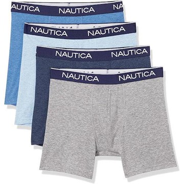 NAUTICA  2024男時尚彈性合身藍灰色系修飾四角內著混搭4件組