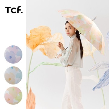 Tcf. 南島花語 彩膠 抗UV 彎鉤自動直傘 (金柄) 淑女傘 彎鉤傘