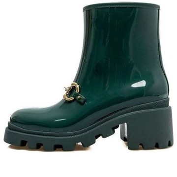 (WMNS) Gucci Rubber Ankle Boot With Horsebit 'Dark Green'