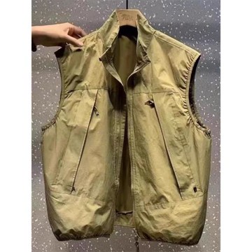 夏季新款輕薄透氣速干馬甲男潮牌時尚休閑寬松大口袋立領坎肩外套