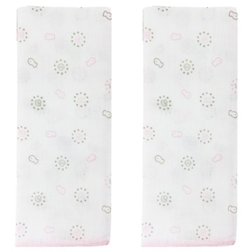 vivibaby 貝殼花紗布澡巾 2條  粉色  50 x 30cm