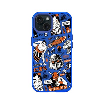 iPhone 15 Clear 激光藍 - Paiheme Studio - Black Orange Mix-透明