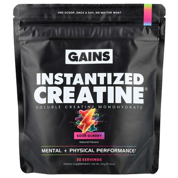 GAINS, Instantized Creatine®, Soluble Creatine Monohydrate, Sour Gummy, 8.14 oz (231 g)