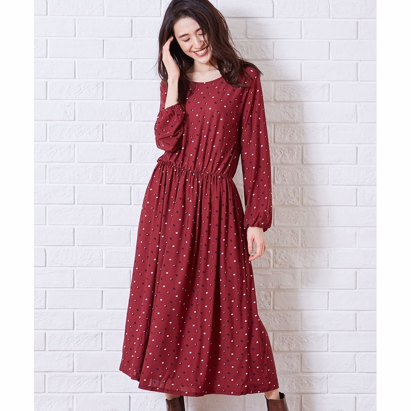 Green Parks グリーンパークス スクエアドットブラウジングワンピース ワンピース Dress 通販 Lineポイント最大1 0 Get Lineショッピング