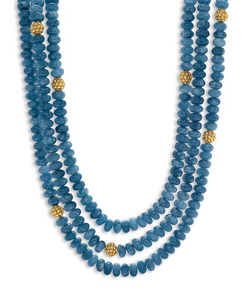 Capucine De Wulf Berry & Jade Bead Triple Strand Necklace in 18K Gold Plated, 18
