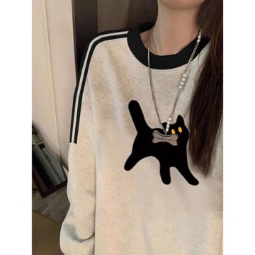 無帽薄款衛衣女春秋2024新款大碼寬松ins潮洋氣小眾閨蜜外套上衣