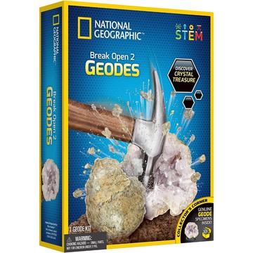 NATIONAL GEOGRAPHIC 國家地理 發現水晶寶藏(敲開原石發現水晶)-2入原石