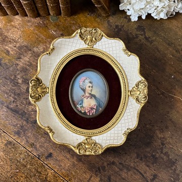 *50772-絕美法國19世紀微型肖像畫 畫家落款 珍稀畫材