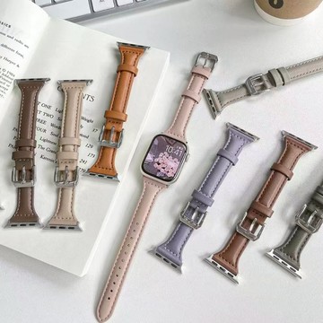 Apple watch 錶帶 小蠻腰皮質錶帶se 4 5 6 7 8 9 代真皮錶帶 小綜復古手錶帶38 40 41