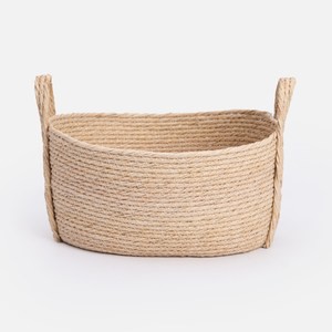 艾禮思可水洗編織提把收納籃S 橢圓自然色