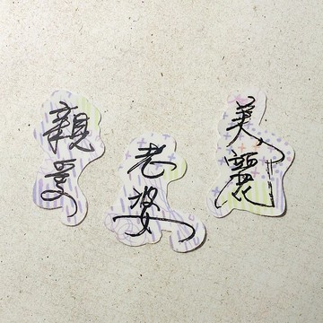 暖暖手寫字 | 美麗 親愛 老婆 I 柔霧透明貼紙 線條底紋 文字手帳