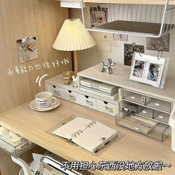 臺灣嚴選桌麵收納架電腦抽屜盒抽拉式臥室學生宿捨必備簡約ins風2層置物架