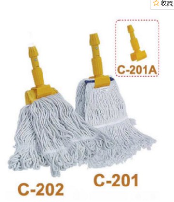 超寶豪華型夾緊式地拖棉紗蠟拖C-202/C-201標準榨水車專用拖把